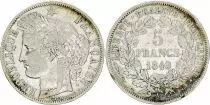 Francia 5 Francs C&egrave;res - Arms - 1849 A Paris