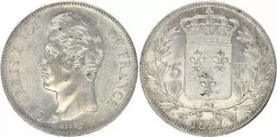 Francia 5 Francs Charles X - Type 2 - 1827 W Lille