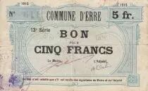 Francia 5 Francs Erre City - 1915