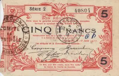 Francia 5 Francs Fourmies City - 1917