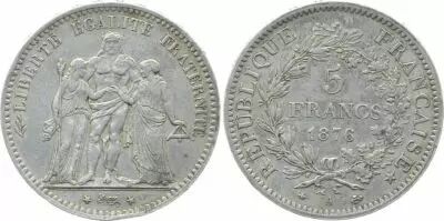 Francia 5 Francs Hercules - Third Republic - 1876 A