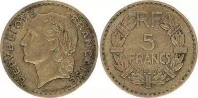 Francia 5 Francs Lavrillier - 1940