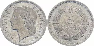 Francia 5 Francs Lavrillier - 1945 - B. Beaumont-le-Roger