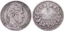 Francia 5 Francs Louis-Philippe I - 1831 W Lille- aFine - Silver - Raised lettering - KM 745.13
