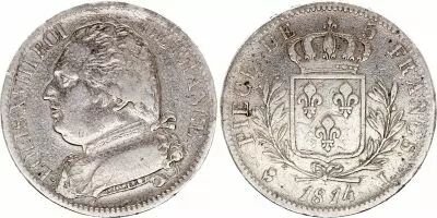 Francia 5 Francs Louis XVIII 1814 L Bayonne - Silver
