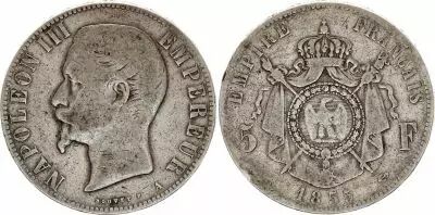 Francia 5 Francs Napol�on III - 1855 A Paris - Silver - Fine