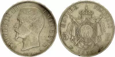Francia 5 Francs Napol�on III - T�te nue - 1855 A Paris