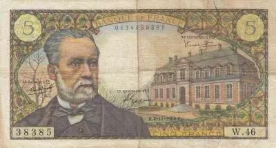 Francia 5 Francs Pasteur - 04-11-1966 - Serial W.46