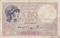 Francia 5 Francs Purple - 27-07-1939 -S&eacute;rie T.59141