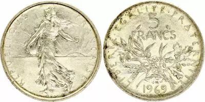 Francia 5 Francs Seed sower - 1969 Silver