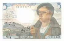 Francia 5 Francs Shepherd - 02-06-1943 Serial W.8 - AU