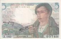 Francia 5 Francs Shepherd - 05-04-1945 - Serial P.132