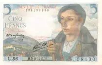 Francia 5 Francs Shepherd - 05-08-1943 Serial G.56 - AU