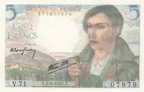 Francia 5 Francs Shepherd - 05-08-1943 Serial V.71