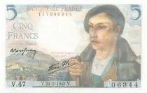 Francia 5 Francs Shepherd - 22-07-1943 Serial V.47 - UNC