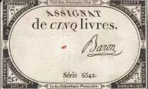 Francia 5 Libras 10 Brumaire A�o II (31.10.1793) - Firma Baron
