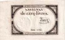 Francia 5 Livres  - 10 Brumaire Year II (31-10-1793) - Sign Dumez - Serial 1162 - P. A.76