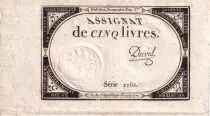 Francia 5 Livres  - 10 Brumaire Year II (31-10-1793) - Sign Duval - Serial 1162 - P. A.76