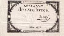 Francia 5 Livres  - 10 Brumaire Year II (31-10-1793) - Sign Mauge - S&eacute;rie 1845 - P. A.76