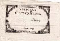 Francia 5 Livres  - 10 Brumaire Year II (31-10-1793) - Sign Momoro - Serial 1845 - P. A.76