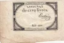Francia 5 Livres - 10 Brumaire An II (31-10-1793) - Sign. Poullain - Serial 8662
