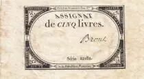 Francia 5 Livres - 10 Brumaire An II (31.10.1793) - Sign. Broul - Serial 22182