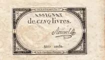 Francia 5 Livres - 10 Brumaire An II (31.10.1793) - Sign. Roussel - Serial 22182