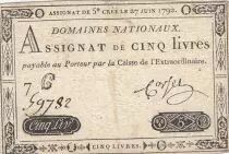 Francia 5 Livres Louis XVI 27-06-1792 - Serial 7 C