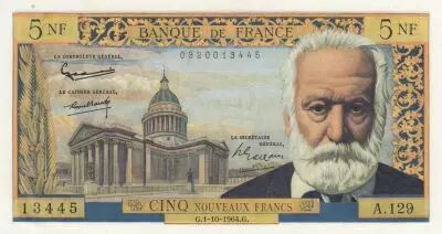 Francia 5 NF - Victor Hugo - 01-10-1964 - Serial A.129