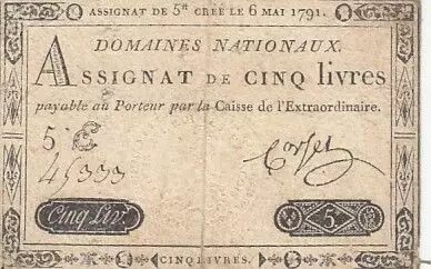 Francia 5 Pounds - 06-05-1791 - Sign. Corsel - Serial 5E
