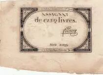 Francia 5 Pounds - 10 Brumaire Year II (31.10.1793) - Sign. Bancey - Serial 22033