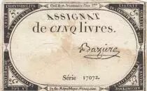 Francia 5 Pounds - 10 Brumaire Year II (31.10.1793) - Sign. Baziure - Serial 17072