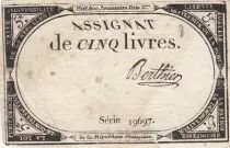 Francia 5 Pounds - 10 Brumaire Year II (31.10.1793) - Sign. Berthier - Serial 19697