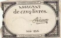 Francia 5 Pounds - 10 Brumaire Year II (31.10.1793) - Sign. Bruron - Serial 8516