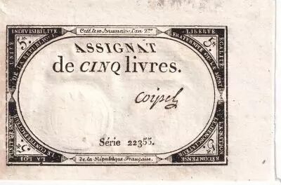 Francia 5 Pounds - 10 Brumaire Year II (31.10.1793) - Sign. Coipel - Serial 22355