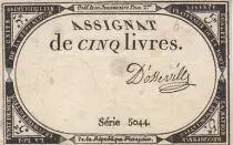 Francia 5 Pounds - 10 Brumaire Year II (31.10.1793) - Sign. D\'osseville - Serial 5044