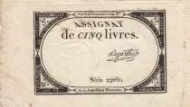 Francia 5 Pounds - 10 Brumaire Year II (31.10.1793) - Sign. Deperthe - Serial 23261