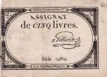 Francia 5 Pounds - 10 Brumaire Year II (31.10.1793) - Sign. Gilliero  - Serial 19864
