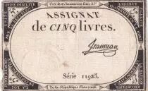 Francia 5 Pounds - 10 Brumaire Year II (31.10.1793) - Sign. Henriot - Serial 16825