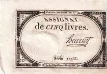 Francia 5 Pounds - 10 Brumaire Year II (31.10.1793) - Sign. Henriot - Serial 22355