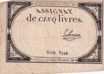 Francia 5 Pounds - 10 Brumaire Year II (31.10.1793) - Sign. Labrosse - Serial 5934
