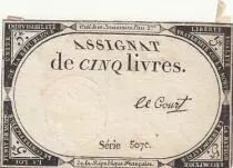 Francia 5 Pounds - 10 Brumaire Year II (31.10.1793) - Sign. Le Court - Serial 5070