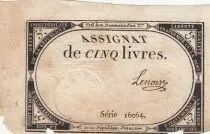 Francia 5 Pounds - 10 Brumaire Year II (31.10.1793) - Sign. Lenoir - Serial 16664
