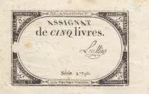 Francia 5 Pounds - 10 Brumaire Year II (31.10.1793) - Sign. Leullier - Serial 27790