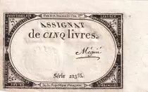Francia 5 Pounds - 10 Brumaire Year II (31.10.1793) - Sign. M&eacute;gni&eacute; - Serial 22355