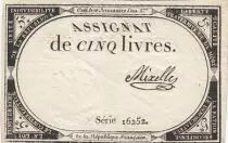 Francia 5 Pounds - 10 Brumaire Year II (31.10.1793) - Sign. Michaux - Serial 19984