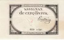 Francia 5 Pounds - 10 Brumaire Year II (31.10.1793) - Sign. Poullain - Serial 11547