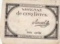 Francia 5 Pounds - 10 Brumaire Year II (31.10.1793) - Sign. Roussel - Serial 23053