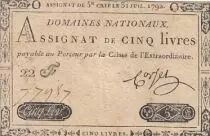 Francia 5 Pounds - 31-07-1792 - Sign. Corsel - Serial 22F