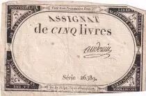 Francia 5 Pounds 10 Brumaire Year II (31.10.1793) - Sign. Audouin - Serial 26389